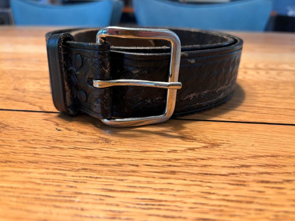 Genuine Leather Basketweave Black Belt